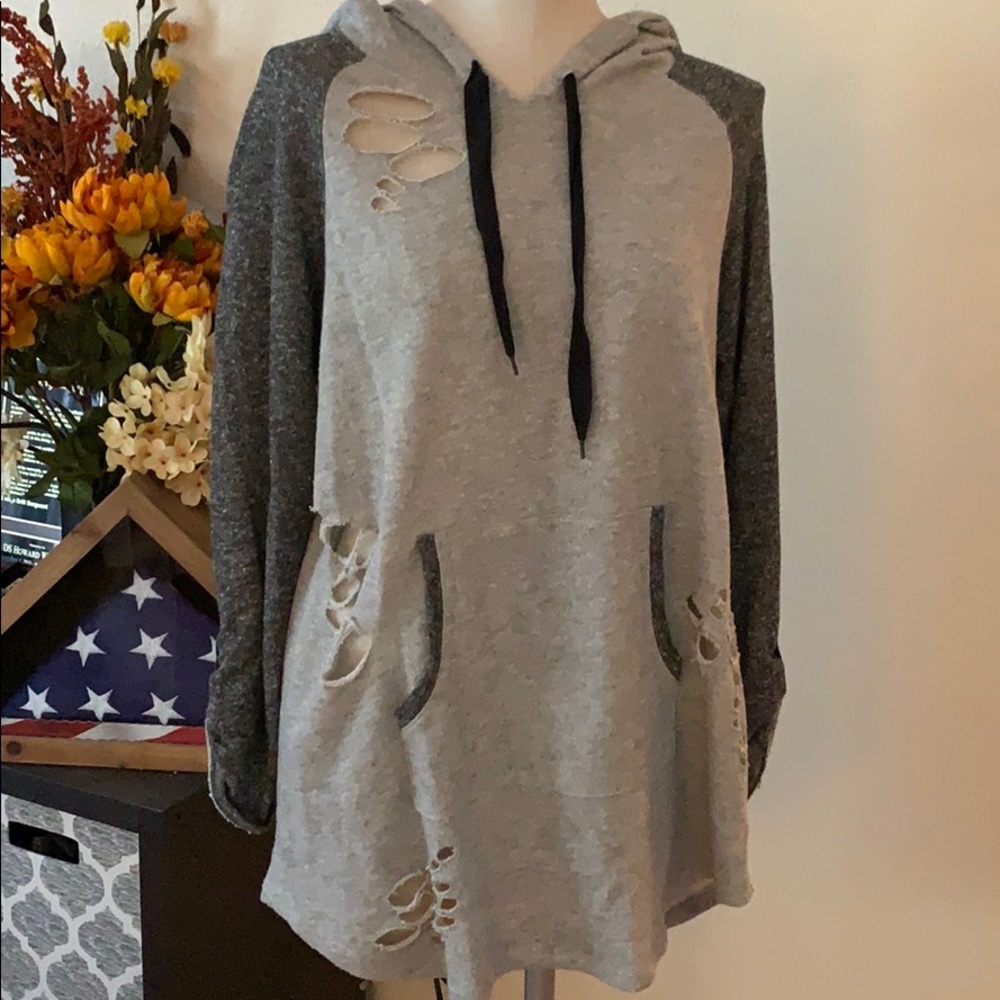 Buckle Fitz + Eddi Destructed Hoodie Large